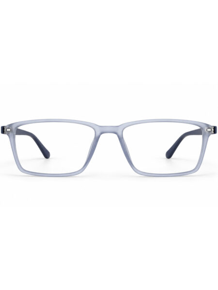 Frosted Blue Grey Rectangle Eyeglasses – front view