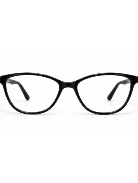 Glossy Black Soft Cat Eye Eyeglasses – front view