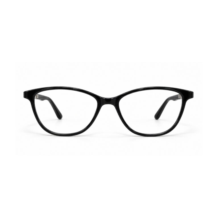 Glossy Black Soft Cat Eye Eyeglasses – front view