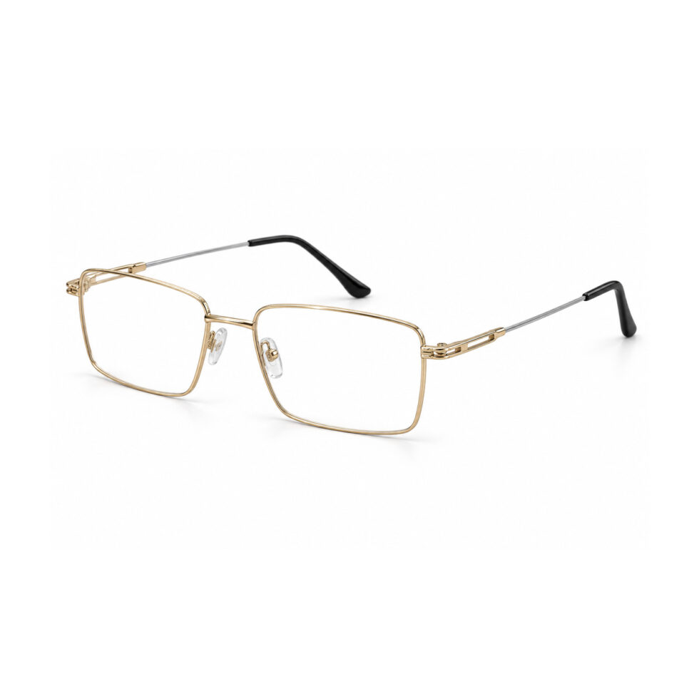 Gold and Silver Rectangle Eyeglasses – three-quarter view