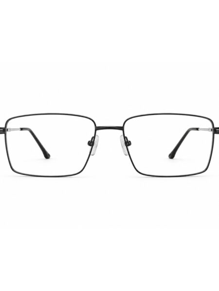Gunmetal and Silver Rectangle Eyeglasses – front view