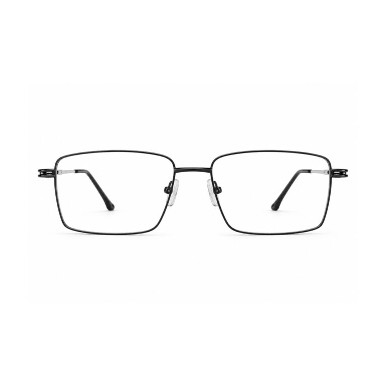 Gunmetal and Silver Rectangle Eyeglasses – front view