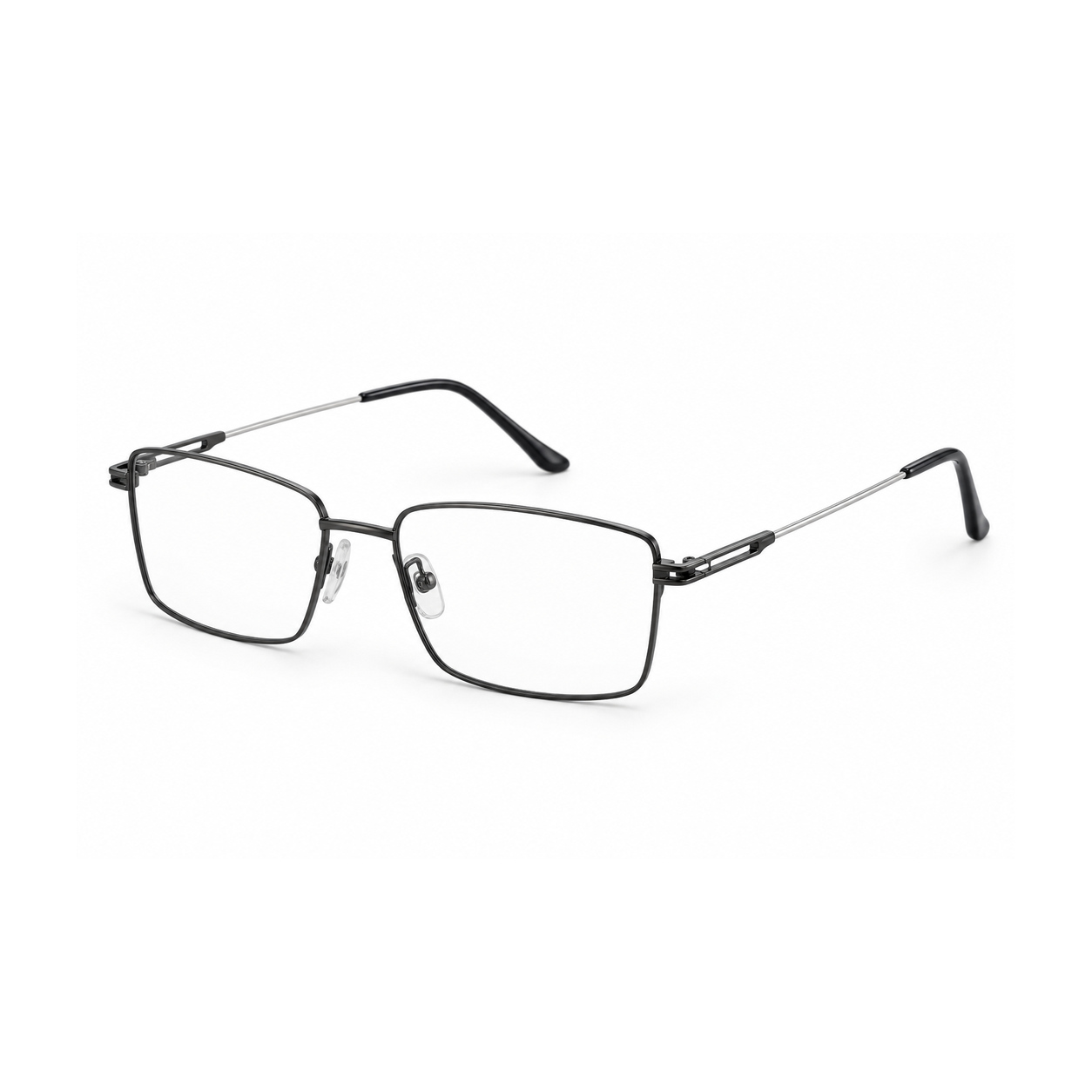 Gunmetal and Silver Rectangle Eyeglasses – Unisex view 2