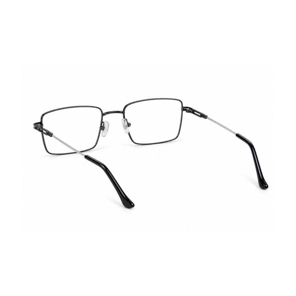 Gunmetal and Silver Rectangle Eyeglasses – rear view