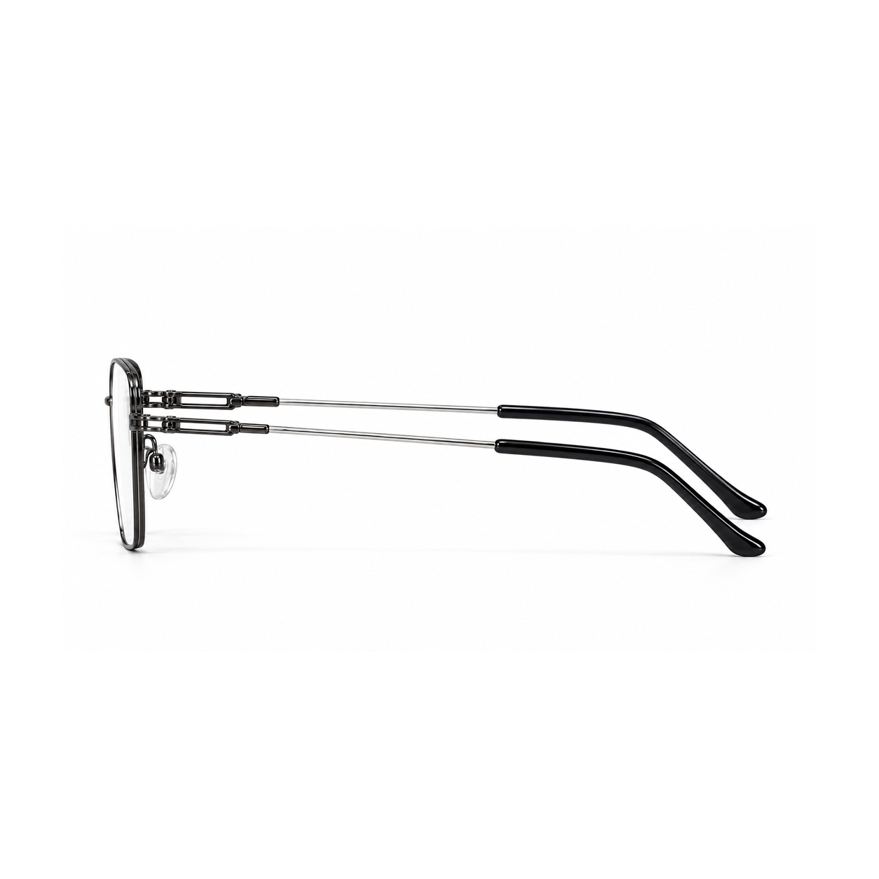 Gunmetal and Silver Rectangle Eyeglasses – Unisex view 4
